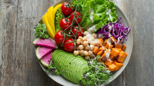 Colorful fresh vegetables and salad ingredients